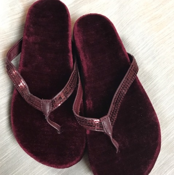 Maroon Velvet Sandals - Picture 2 of 6